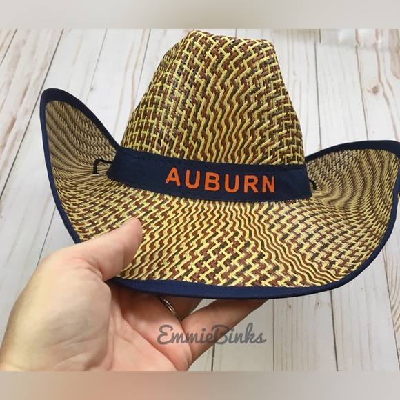 New Unisex Auburn University Paper Straw Cowboy Hat ~ War Eagle Cowgirl AU Hat - Picture 1 of 9